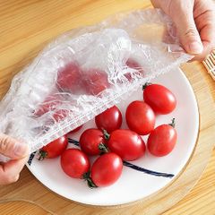 100pcs of Disposable Food Cover Plastic Wrap Elastic Food Lids For Fruit Bowls Cups Caps Storage Kitchen Fresh Keeping Saver Bag Transparent 100pcs