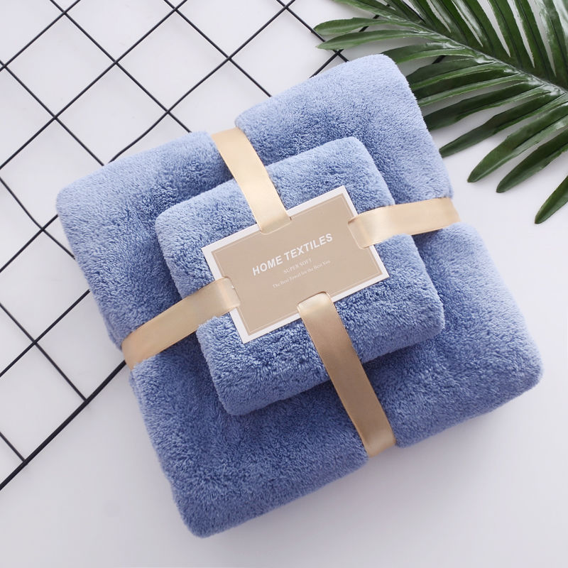 2pcs Set Luxury Super Large Towel High Absorbent Soft Coral Fleece Bath  Towel and Face Towels Set for Adults 70x140cm 35x75cm