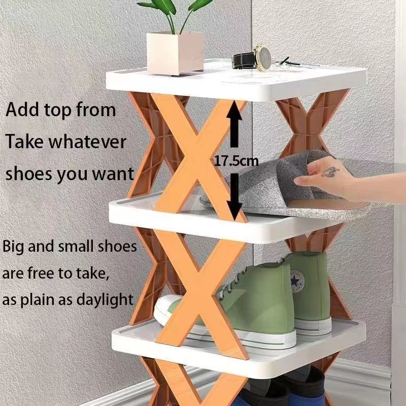 Rules Multi-layer Shoe Rack Organizer Plastic Shoe Cabinet Space-Saving Shoe Storage Shelf