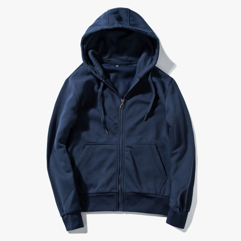 Men&apos;s casual sweater youth pure color Hoodie cotton knitted cardigan Hooded Coat men&apos;s sweater