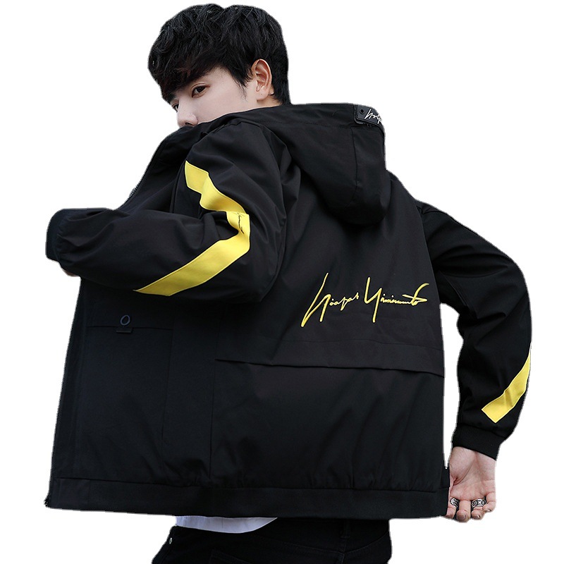 Jacket men&apos;s spring and autumn leisure trend thin top men&apos;s fashion work clothes hooded students