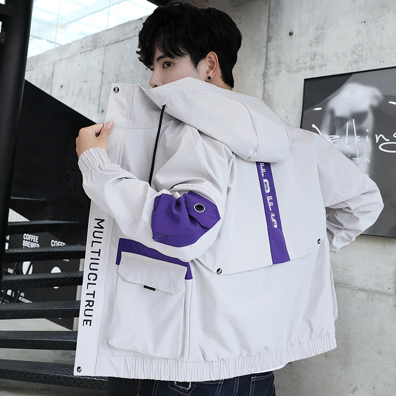 Jacket men&apos;s spring and autumn leisure trend thin top men&apos;s fashion work clothes hooded students