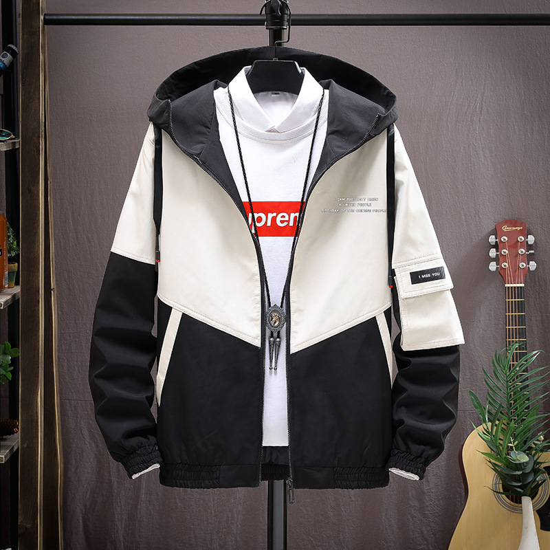 Jacket men&apos;s spring and autumn leisure trend thin top men&apos;s fashion work clothes hooded students