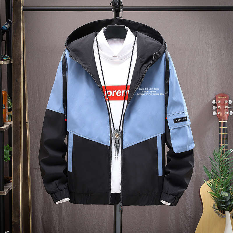 Jacket men&apos;s spring and autumn leisure trend thin top men&apos;s fashion work clothes hooded students