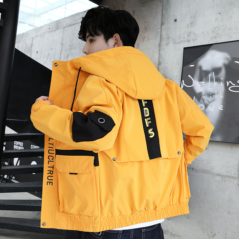 Jacket men&apos;s spring and autumn leisure trend thin top men&apos;s fashion work clothes hooded students