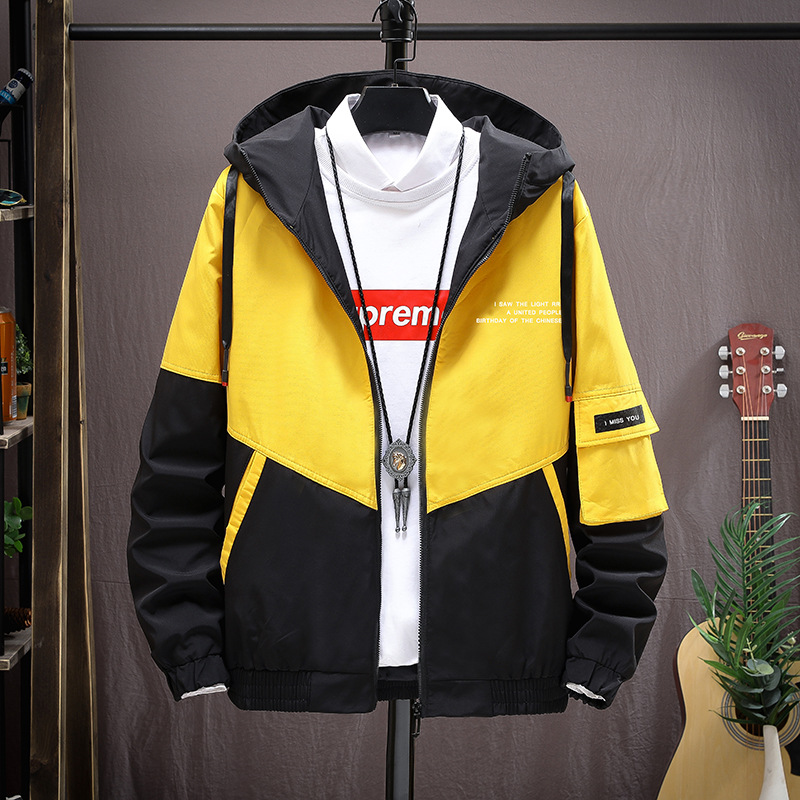 Jacket men&apos;s spring and autumn leisure trend thin top men&apos;s fashion work clothes hooded students