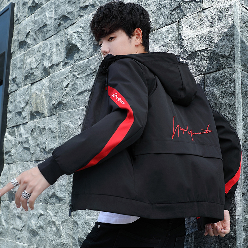 Jacket men&apos;s spring and autumn leisure trend thin top men&apos;s fashion work clothes hooded students