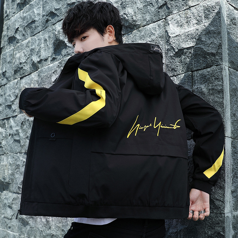 Jacket men&apos;s spring and autumn leisure trend thin top men&apos;s fashion work clothes hooded students