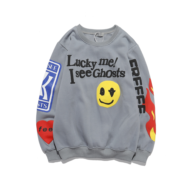Kanye West Graffiti Letter Print Velvet Sweatshirt Men Hoodie Hip Hop Hooded Hoodies