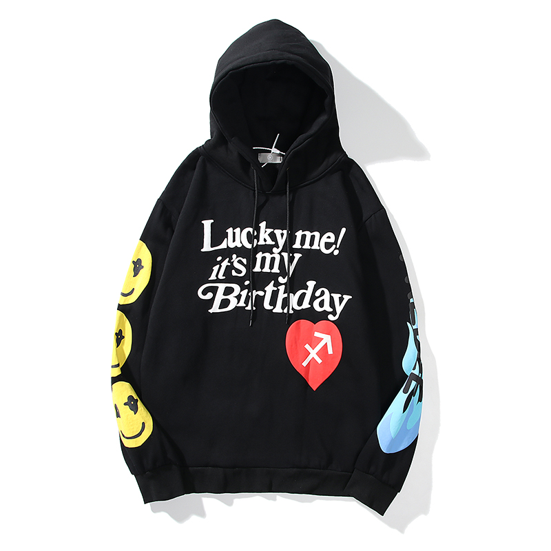 Kanye West Graffiti Letter Print Velvet Sweatshirt Men Hoodie Hip Hop Hooded Hoodies
