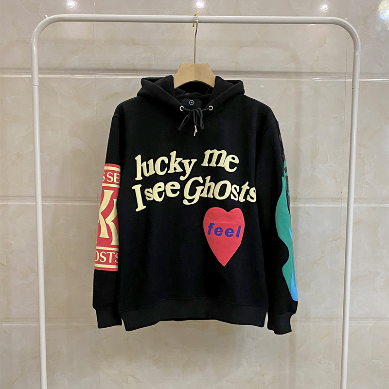 Kanye West Graffiti Letter Print Velvet Sweatshirt Men Hoodie Hip Hop Hooded Hoodies