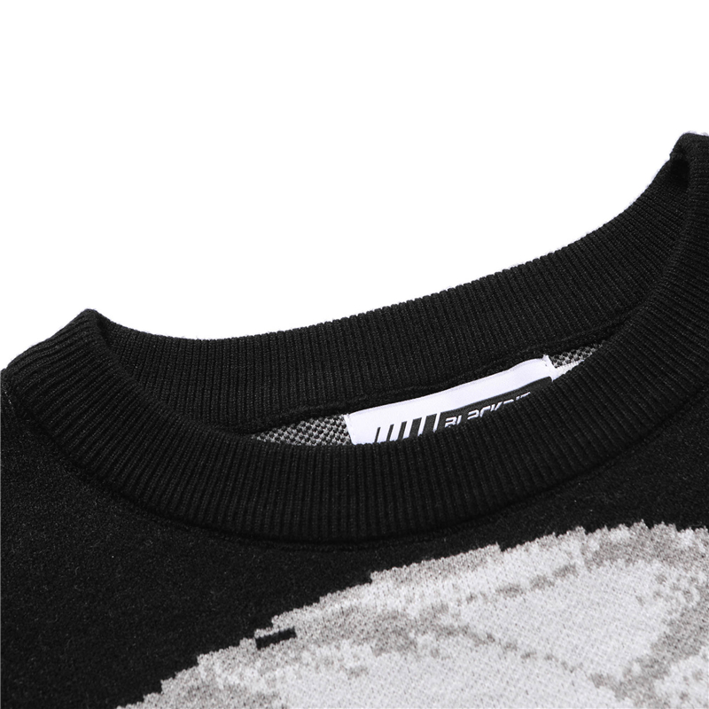 Mens Hip Hop Streetwear Harajuku Sweater Retro Japanese Style Anime Girl Knitted Cotton Pullover