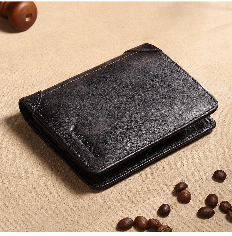 ManBang Genuine Leather Men Wallet Small Card Holder Wallet Pocket Retro purse
