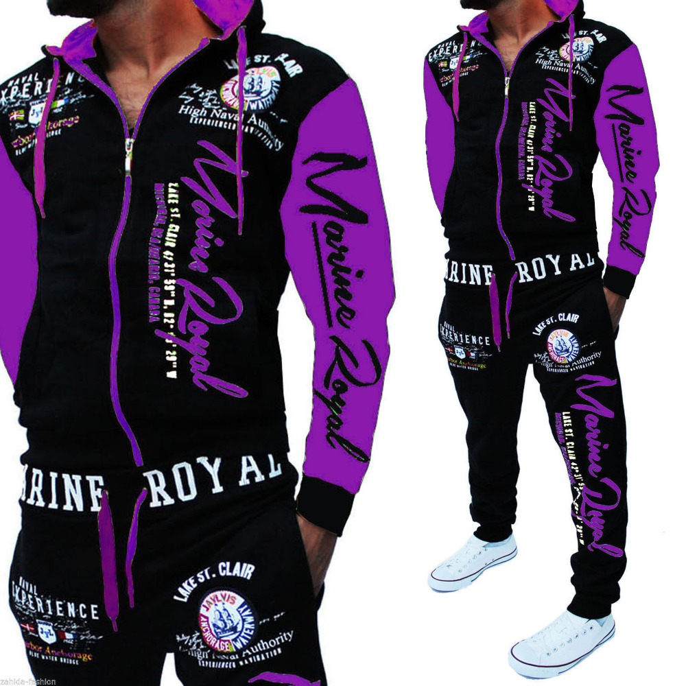 Men Tracksuit 2 Piece Tops and Pants Mens Sweat Suits Set Letter Print Plus Size Jogger Sets