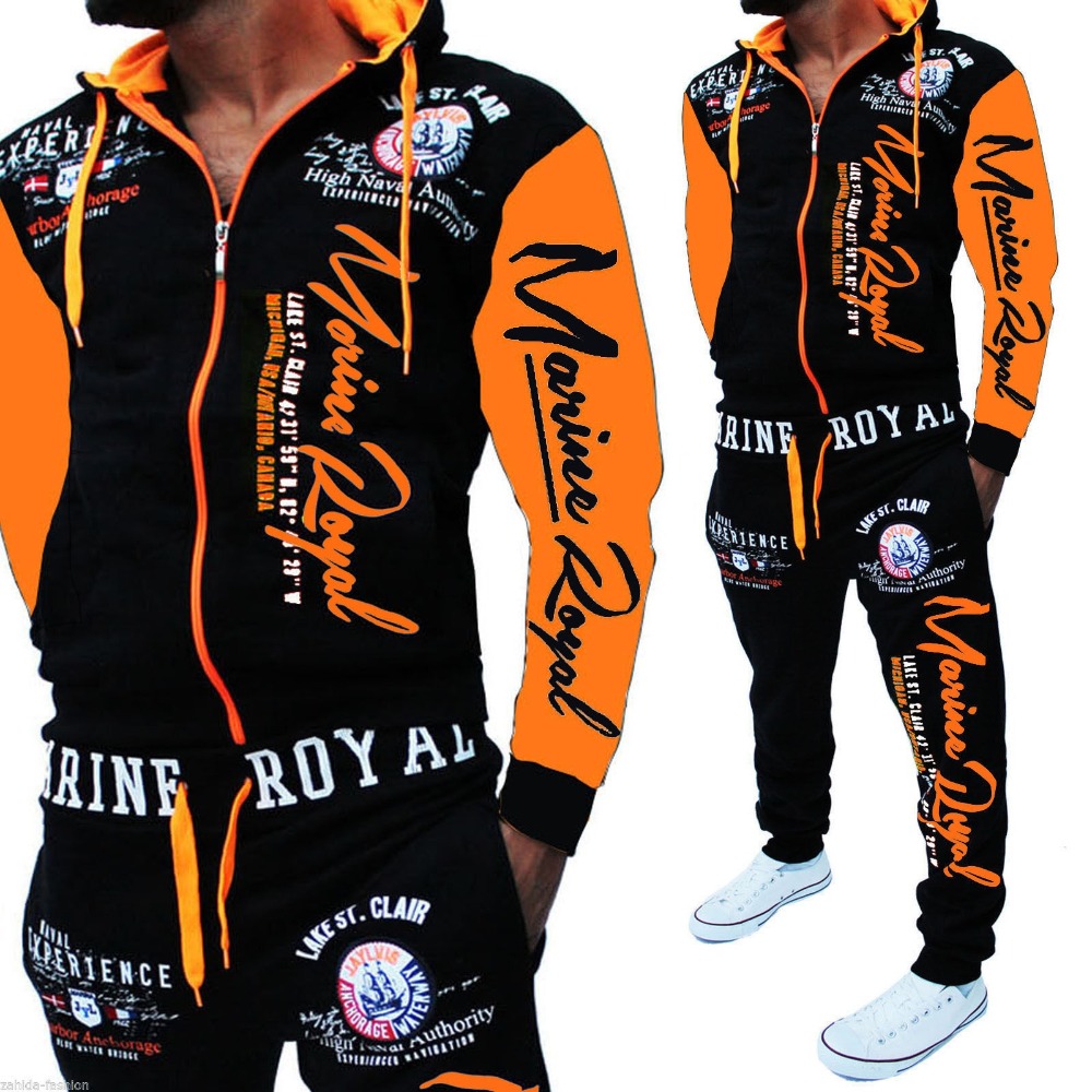 Men Tracksuit 2 Piece Tops and Pants Mens Sweat Suits Set Letter Print Plus Size Jogger Sets