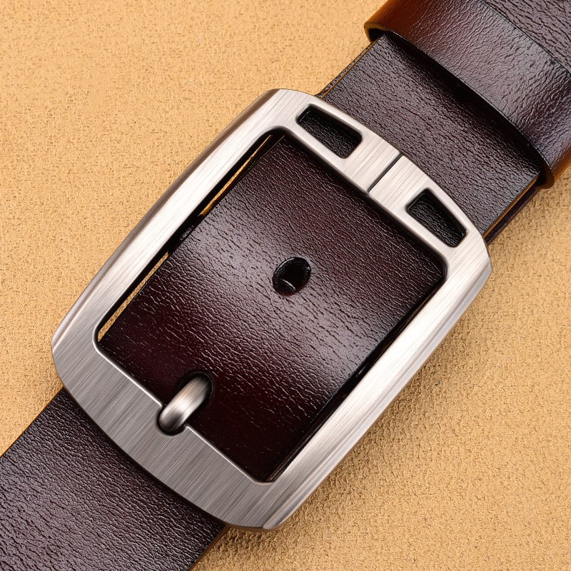 Genuine Leather Men&apos;s High Quality Buckle Jeans Casual Belts Business Cowboy Waistband