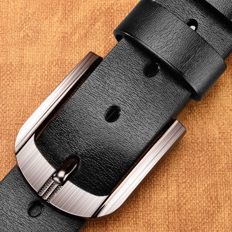Genuine Leather Men&apos;s High Quality Buckle Jeans Casual Belts Business Cowboy Waistband
