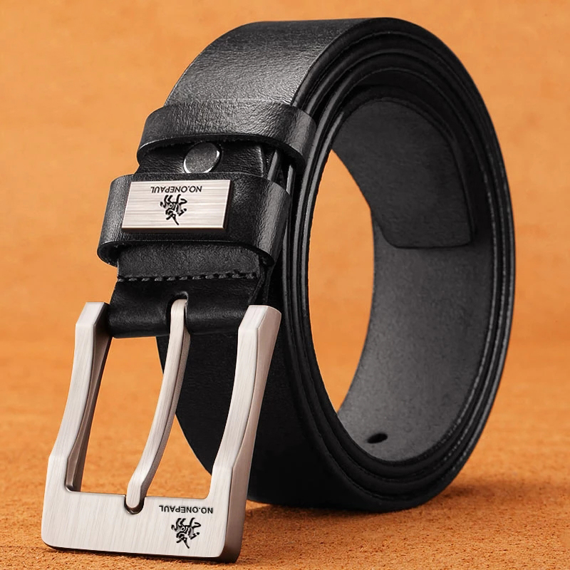 Genuine Leather Men&apos;s High Quality Buckle Jeans Casual Belts Business Cowboy Waistband