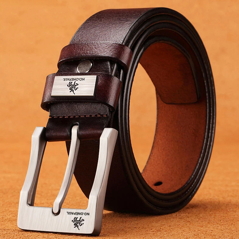 Genuine Leather Men&apos;s High Quality Buckle Jeans Casual Belts Business Cowboy Waistband
