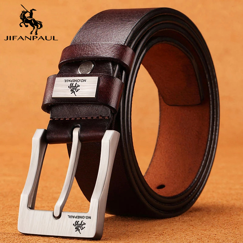 Genuine Leather Men&apos;s High Quality Buckle Jeans Casual Belts Business Cowboy Waistband