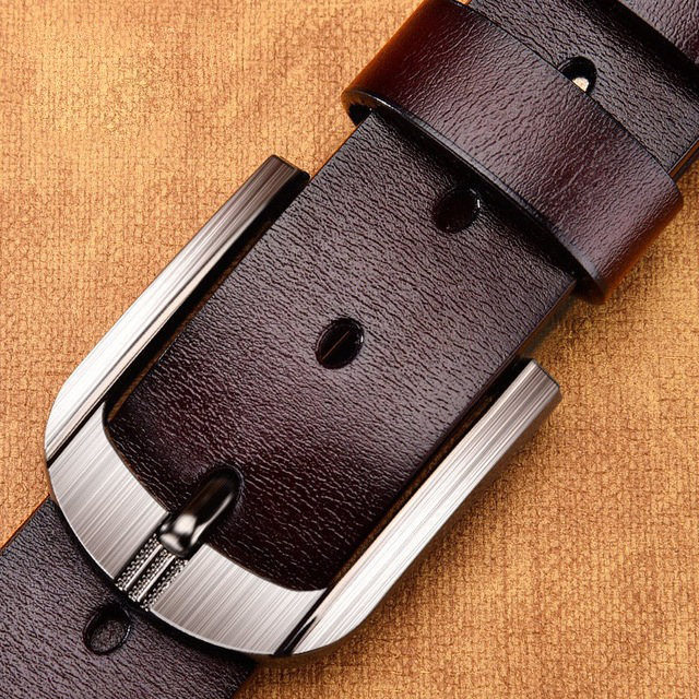 Genuine Leather Men&apos;s High Quality Buckle Jeans Casual Belts Business Cowboy Waistband