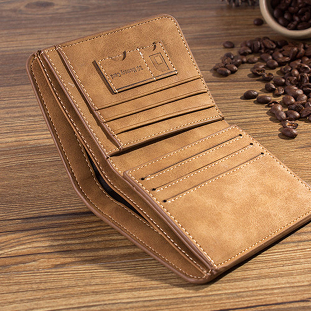 Men Wallet Leather Business Foldabler Cowhide Credit Card/ID Inserts Coin Purses