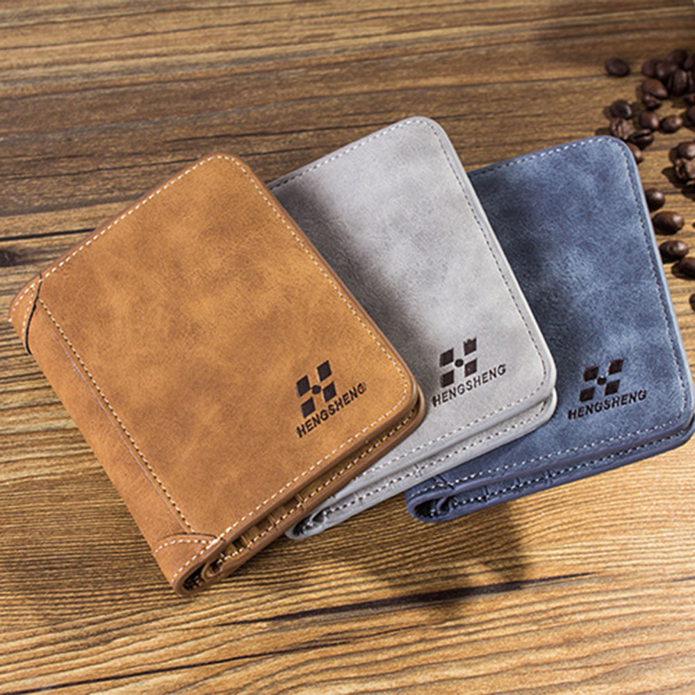 Men Wallet Leather Business Foldabler Cowhide Credit Card/ID Inserts Coin Purses