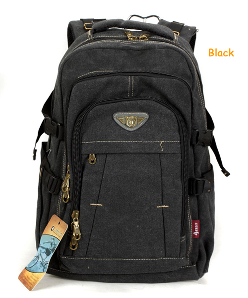 Men&apos;s Military Canvas Backpack Zipper Rucksacks Laptop Travel Shoulder Notebook Schoolbags