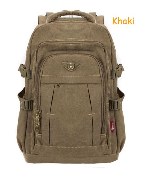Men&apos;s Military Canvas Backpack Zipper Rucksacks Laptop Travel Shoulder Notebook Schoolbags