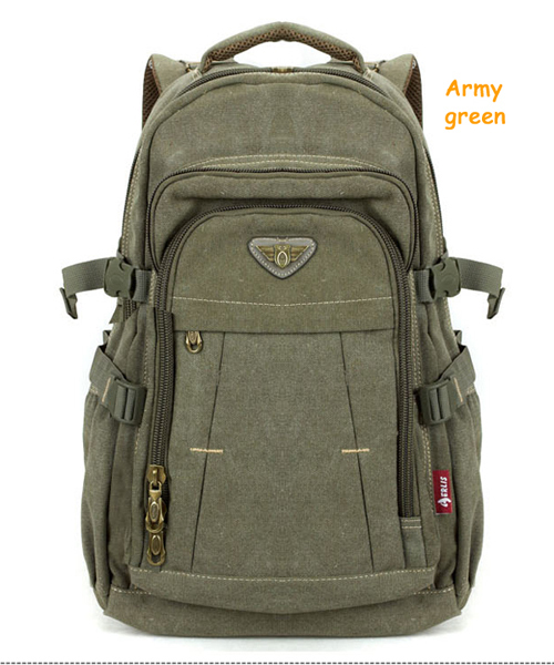Men&apos;s Military Canvas Backpack Zipper Rucksacks Laptop Travel Shoulder Notebook Schoolbags