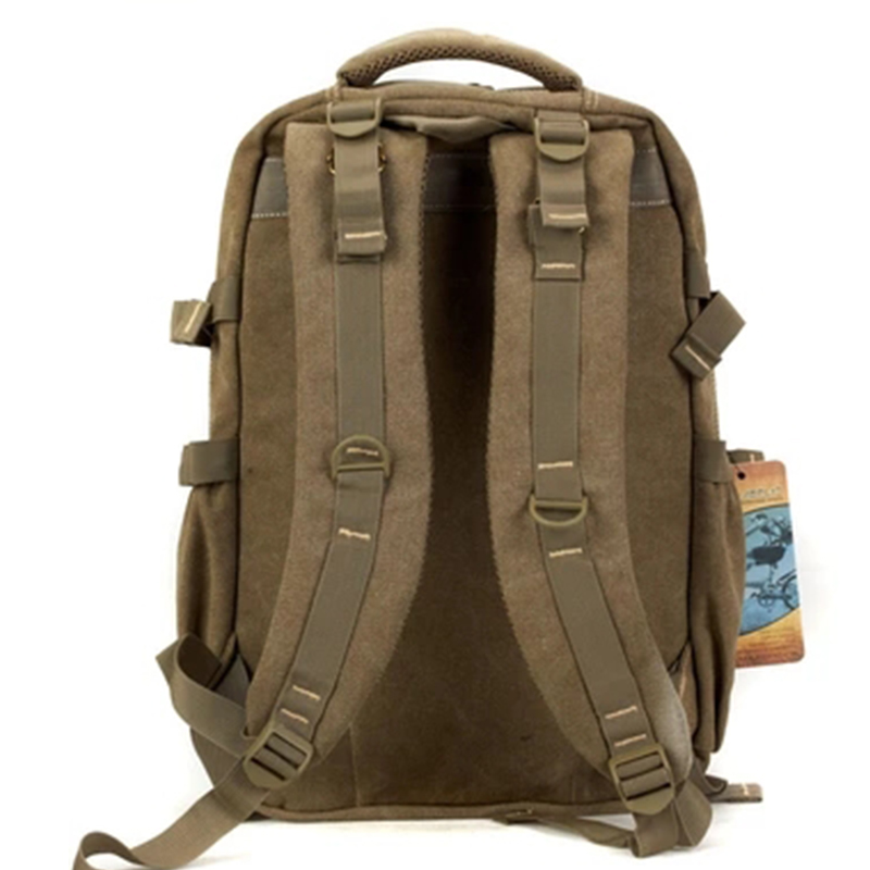 Men&apos;s Military Canvas Backpack Zipper Rucksacks Laptop Travel Shoulder Notebook Schoolbags