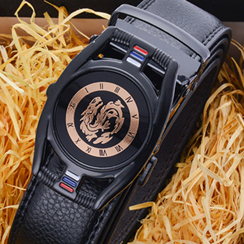 Leather Belts for Men 3.5cm Width Brand Fashion Automatic Buckle Black Leather Belt