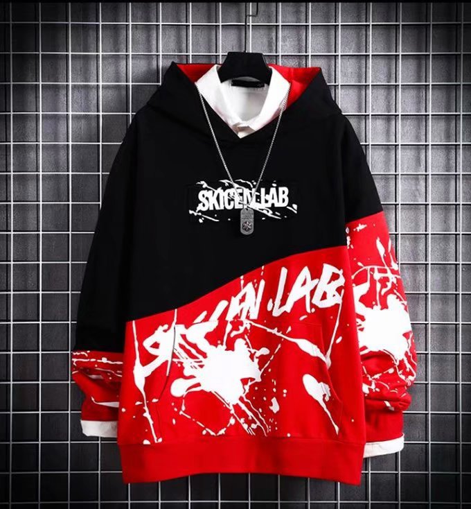 Japanese hip hop Hoodie men&apos;s trend long sleeved top ins loose trendy Hoodie