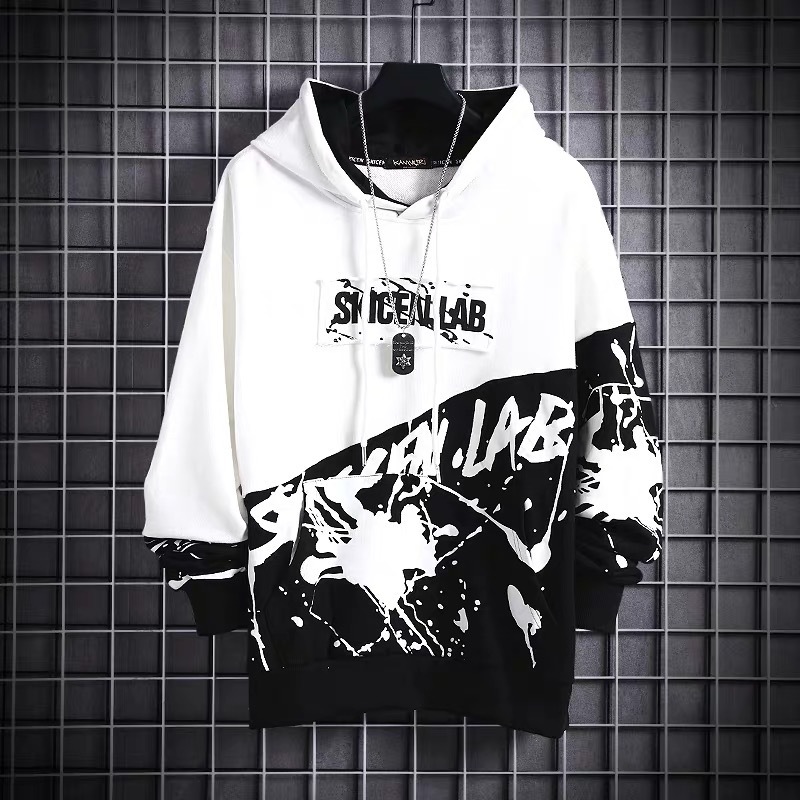Japanese hip hop Hoodie men&apos;s trend long sleeved top ins loose trendy Hoodie