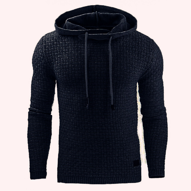 European and American men&apos;s Jacquard sweater long sleeve Hoodie warm color Hoodie Sweatshirt Jacket