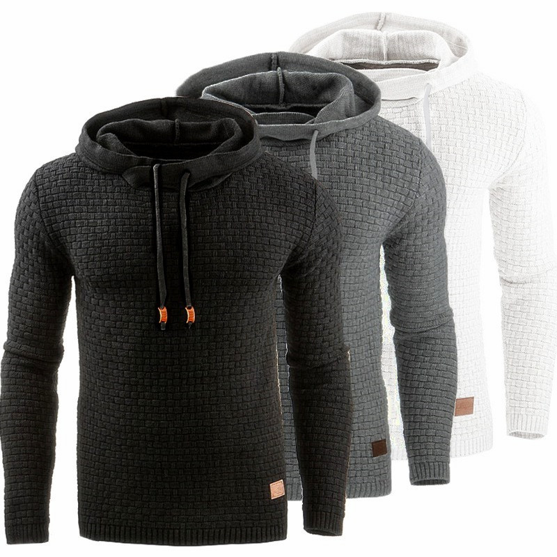 European and American men&apos;s Jacquard sweater long sleeve Hoodie warm color Hoodie Sweatshirt Jacket
