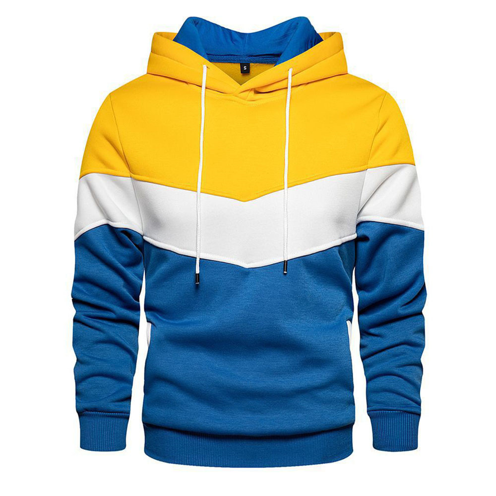 Splicing Hooded Sweater men&apos;s long sleeve warm Plush Hooded Sweatshirt casual coat