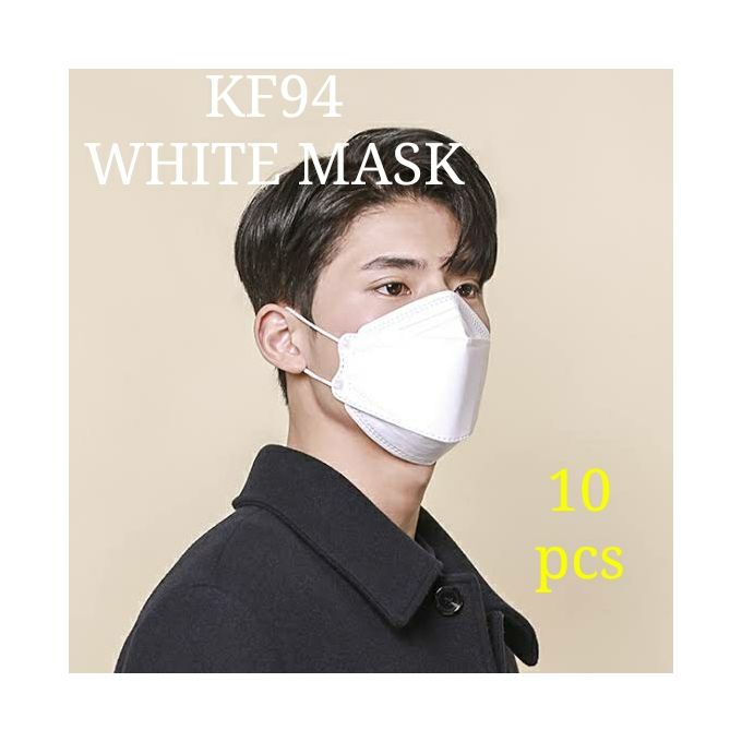 IMPORTED KF94 White or Black Face Protective Masks 10 Packs PREMIUM