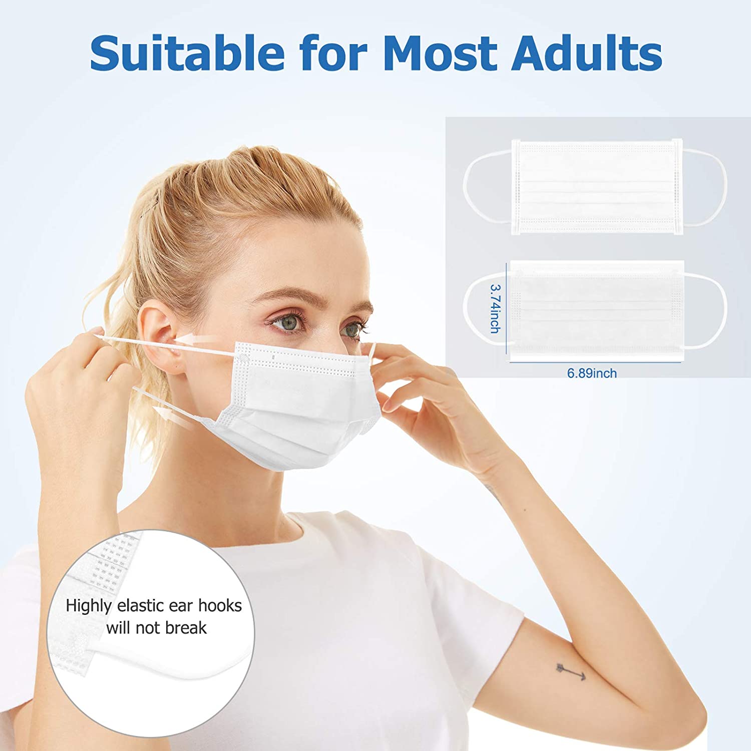 Executive Pure White/black/blue Imported 3 Ply Surgical Disposable Face Mask