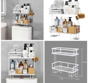 Adhesive metallic double layer toilet organizer Bathroom Products White ...