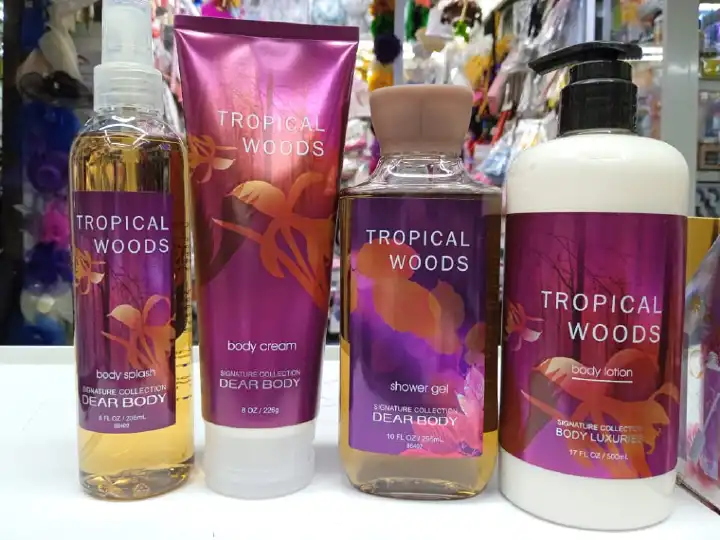 TROPICAL WOODS 4 in 1 Set Pump Lotion, Splash, Gel & Cream