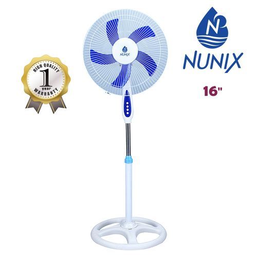 Nunix Fan , Stand, 16&quot; White &amp; Blue