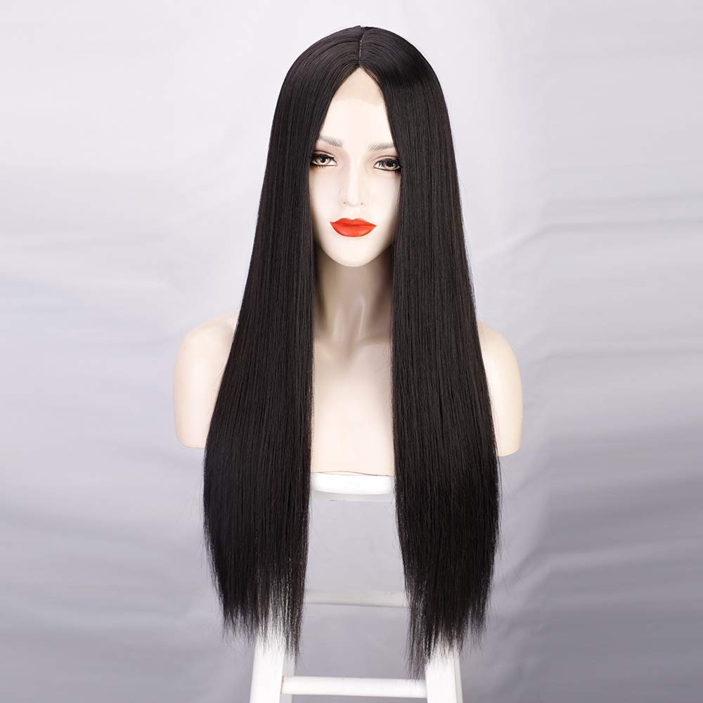 Long Straight Black wigs Synthetic Wigs for Women Middle Part Wig Heat Resistant Fiber Natural