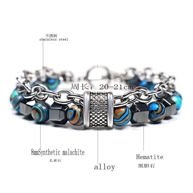 Natural chakra energy stone slimming men&apos;s bracelet, health magnetic therapy men&apos;s bracelet