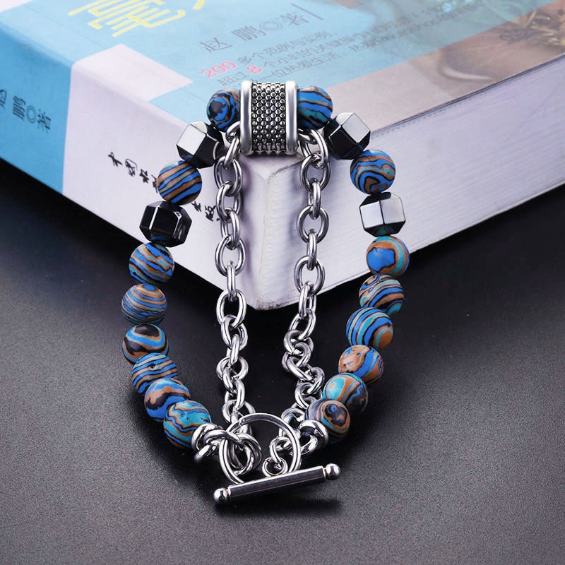 Natural chakra energy stone slimming men&apos;s bracelet, health magnetic therapy men&apos;s bracelet