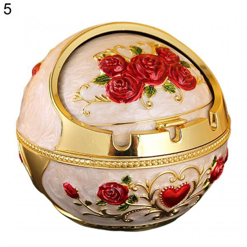 New Ashtray Household Home Decor Zinc Alloy Retro Large Ash Holder with Lid for Home
