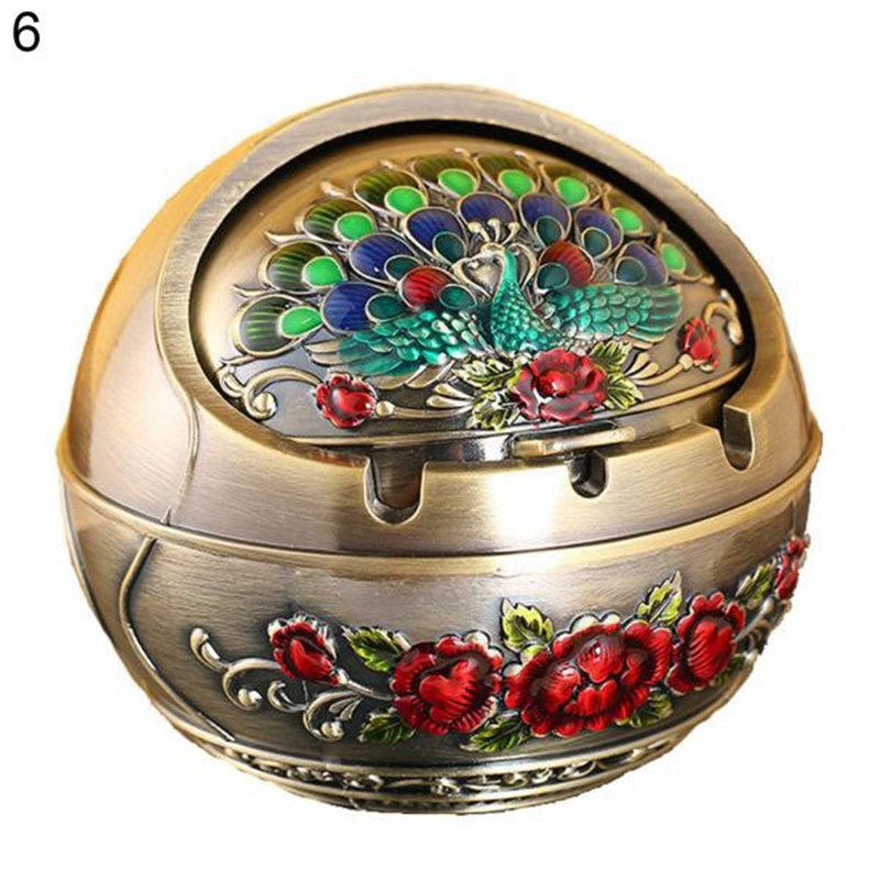 New Ashtray Household Home Decor Zinc Alloy Retro Large Ash Holder with Lid for Home