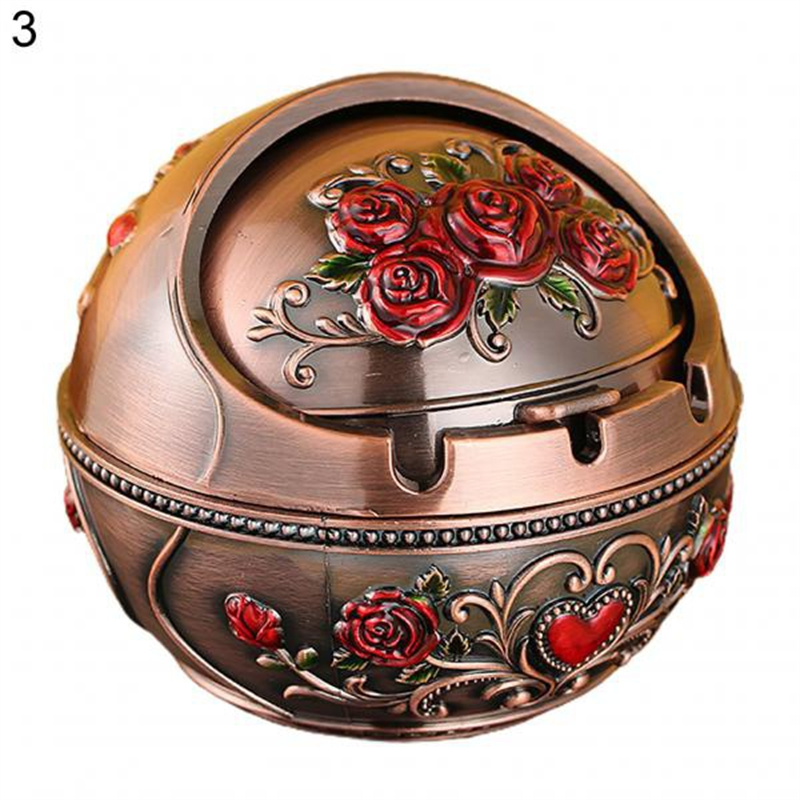 New Ashtray Household Home Decor Zinc Alloy Retro Large Ash Holder with Lid for Home