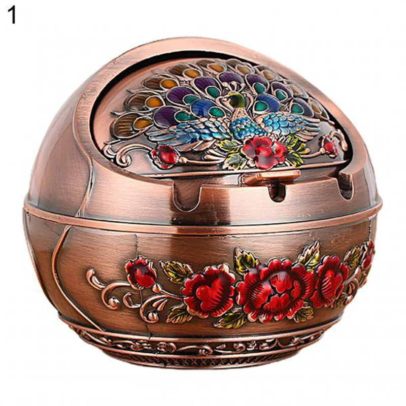 New Ashtray Household Home Decor Zinc Alloy Retro Large Ash Holder with Lid for Home
