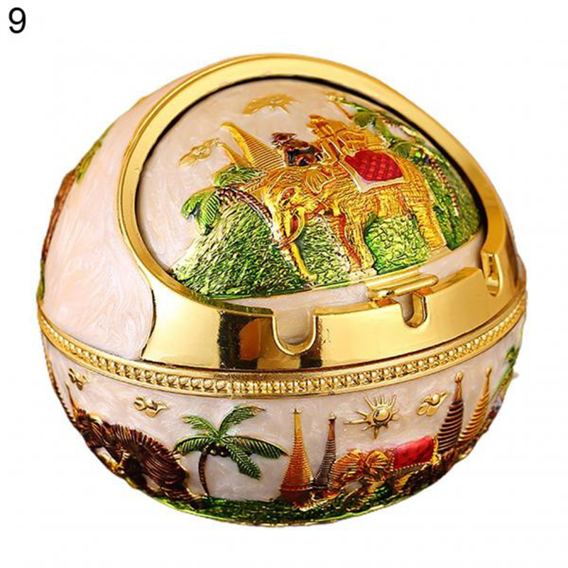 New Ashtray Household Home Decor Zinc Alloy Retro Large Ash Holder with Lid for Home
